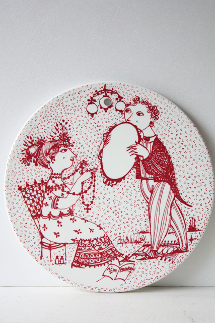 北欧ヴィンテージ/Bjorn　Wiinblad（ヴョルン・ウィンブラッド）/マンスリープレート（9月）/赤