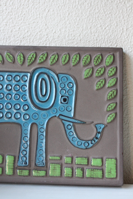 北欧ヴィンテージ/Knabstrup/陶板の壁掛け/ゾウさん/SOLD OUT