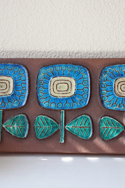 Knabstrup/陶板の壁掛け/青いお花/SOLD OUT