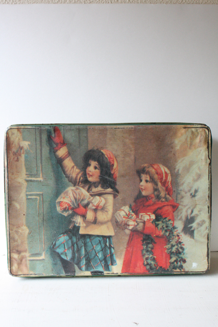 【クリスマス】ヴィンテージスクエア缶/クリスマスの風景/SOLD OUT