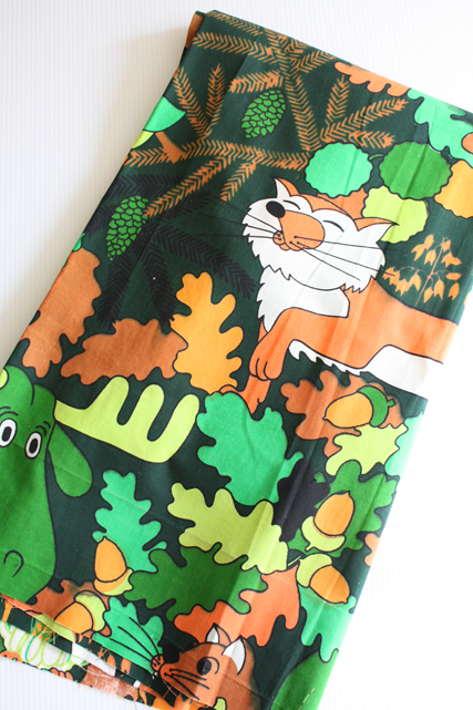 北欧ヴィンテージ/プリントファブリック/森の動物/SOLD OUT