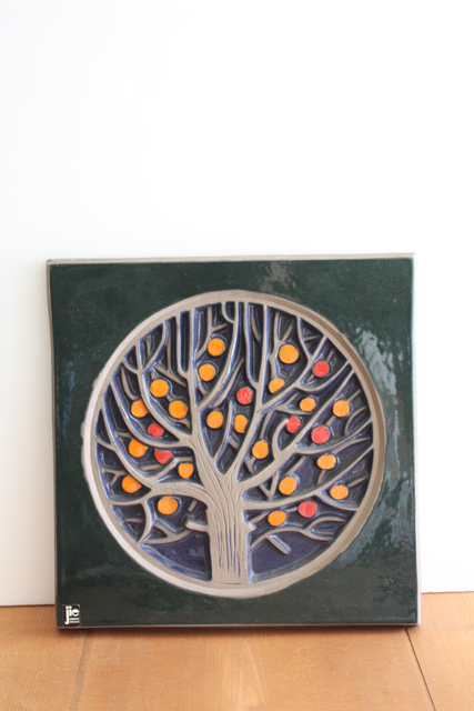 北欧ヴィンテージ/陶板の壁掛け