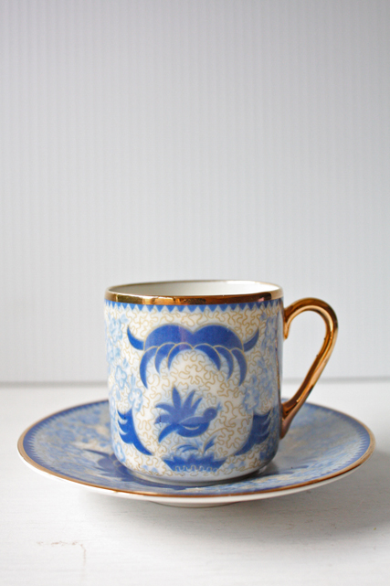 北欧ヴィンテージ/ARABIA/デミカップ＆ソーサー/SHE-FO/ブルーの小鳥とお花/SOLD　OUT