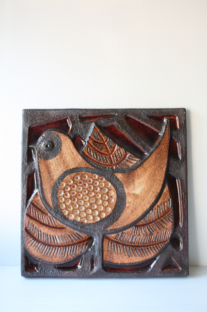 迫力ある大サイズ！北欧ヴィンテージ/SOHOLM（スーホルム）/陶板の壁掛け/鳥/SOLD OUT