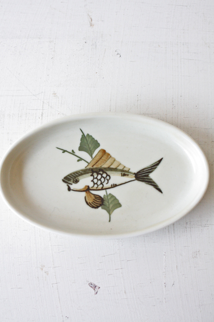 北欧ヴィンテージ/Lyngby Porcelain（リュンビューポーセリン）/小皿/ハンドペイントの魚/SOLD OUT