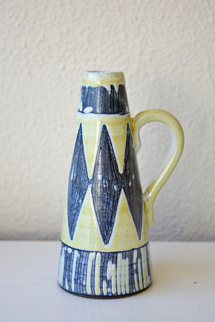 スウェーデン/ヴィンテージ持ち手付き花瓶/レモンイエロー/SOLD OUT