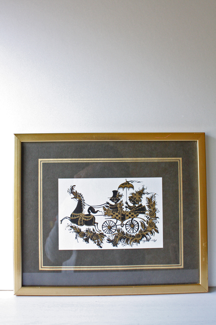 北欧ヴィンテージ/Bjorn　Wiinblad（ヴョルン・ウィンブラッド/影絵/馬車に乗る恋人たち/SOLDOUT