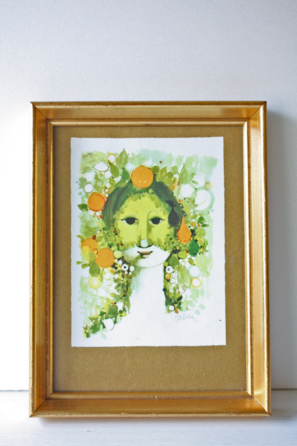 北欧ヴィンテージ/Bjorn　Wiinblad（ヴョルン・ウィンブラッド/額絵/新緑の女性/SOLD OUT