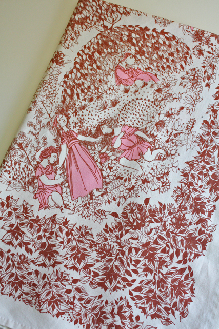 北欧ヴィンテージ/Bjorn　Wiinblad（ヴョルン・ウィンブラッド）/テーブルクロス/ピンク×ブラウン/SOLD OUT