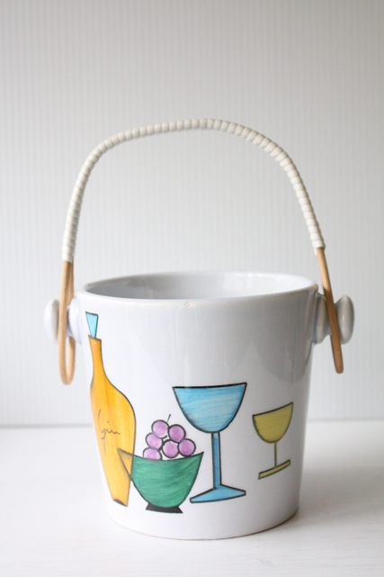 北欧ヴィンテージ/陶器アイスペール/レトロモチーフ/SOLD OUT