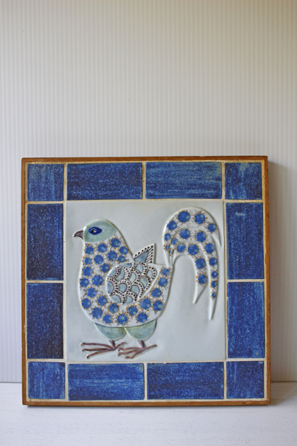 レア！北欧ヴィンテージ/Aluminia/Royal Copenhagen/テネラ/鳥の陶板の壁掛け