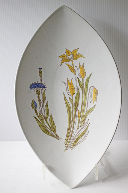 大皿！北欧ヴィンテージ/Rorstrand/葉っぱ型プレート/野花