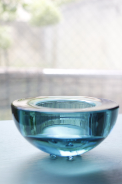 北欧ヴィンテージ/iittala（イッタラ）/Ballo/キャンドルホルダー/ブルーグリーン