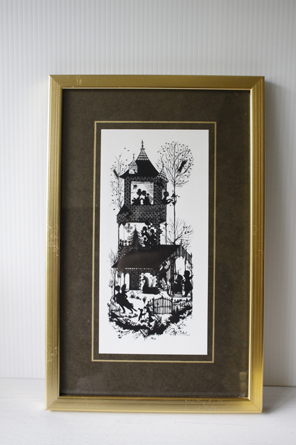 北欧ヴィンテージ/Bjorn Wiinblad（ヴョルン・ウィンブラッド）/額絵（影絵）/冬/SOLD OUT