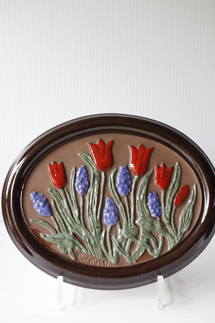 北欧ヴィンテージ/GABRIEL社/陶板の壁掛け/チューリップとムスカリ/SOLD OUT