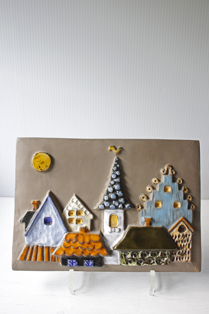 大サイズ！北欧ヴィンテージ/jie gantofta社/陶板の壁掛け/街並み/SOLD OUT