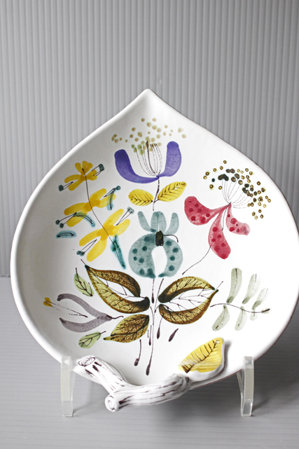 北欧ヴィンテージ/Gustavsberg/スティグ・リンドベリ/ファイアンス/リーフ型ボウル