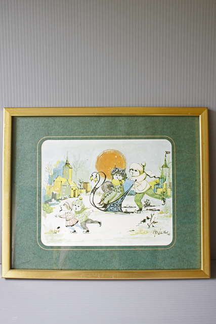 北欧ヴィンテージ/Bjorn Wiinblad（ヴョルン・ウィンブラッド）/額絵（イラスト）/冬/SOLD OUT