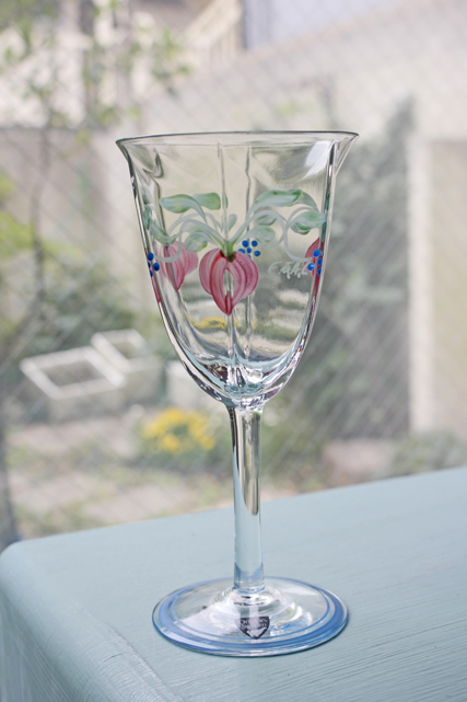 未使用！北欧ヴィンテージ/Orrefors社/ワイングラス/手描きのお花（大）/SOLD OUT