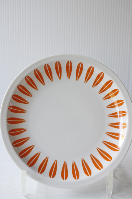 北欧ヴィンテージ/Lyngby Porcelain/ケーキプレート/ロータス/オレンジ（Φ17cm）