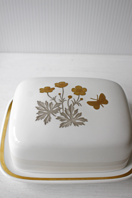 北欧ヴィンテージ/Royal Copenhagen/バターケース/お花と蝶々SOLD OUT