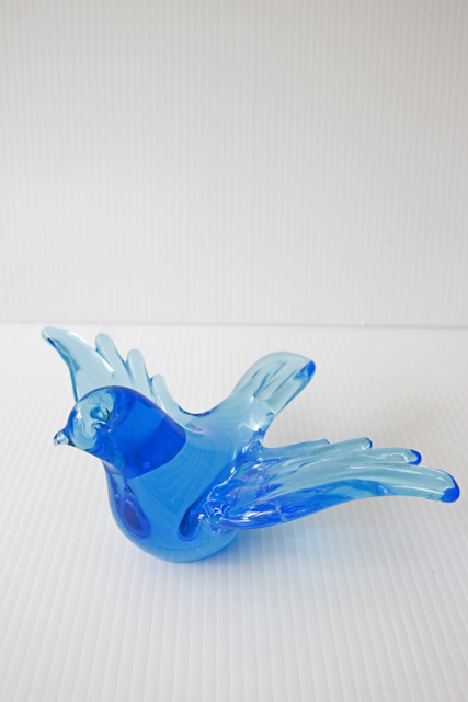 北欧ヴィンテージ/スウェーデン製/ガラスのオブジェ/青い鳥/No.1