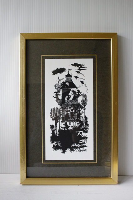 北欧ヴィンテージ/Bjorn Wiinblad（ヴョルン・ウィンブラッド）/額絵（影絵）/秋/SOLD OUT
