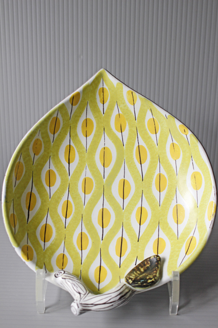 北欧ヴィンテージ/Gustavsberg/スティグ・リンドベリ/ファイアンス/リーフ型ボウル