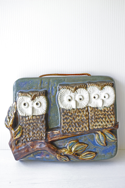 北欧ヴィンテージ/EGO社/陶板の壁掛け/森のフクロウ/SOLD OUT