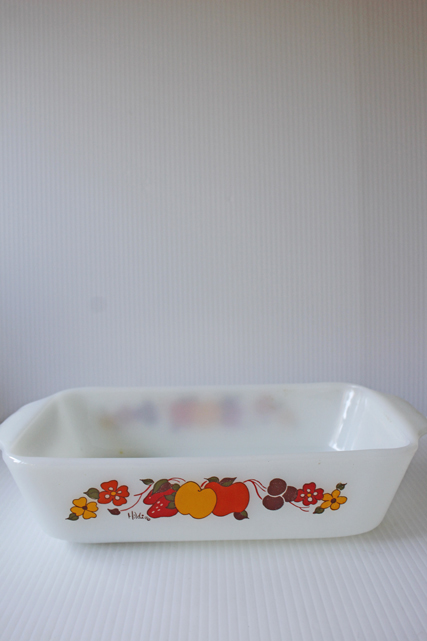 アメリカンヴィンテージ/Anchor Hocking/耐熱/キャセロール/フルーツモチーフ