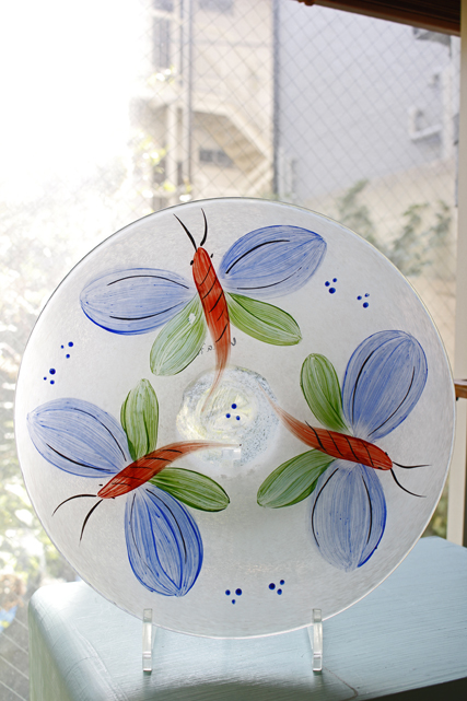 北欧ヴィンテージ/KOSTA BODA/ウルリカ/ペイントガラスのプレート