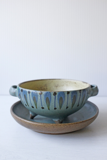 北欧ヴィンテージ/DYBDAHL/デコレーションボウル/足つきお香立て/ブルー/SOLD OUT