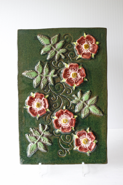 大判！北欧ヴィンテージ/jie gantofta社/陶板の壁掛け/ハマナス/SOLD OUT