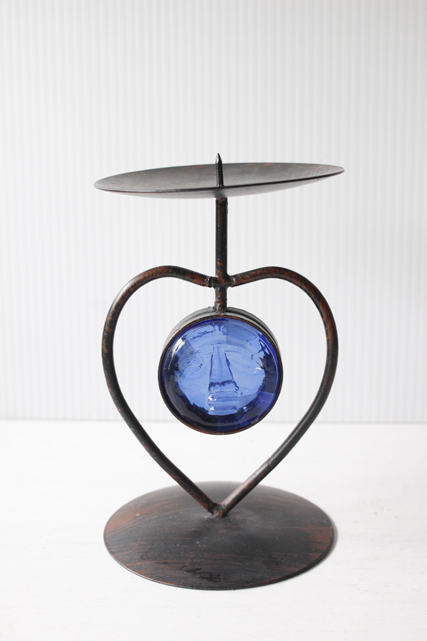 北欧ヴィンテージ/キャンドルホルダー/アイアン＆ガラスのオブジェ/SOLD OUT