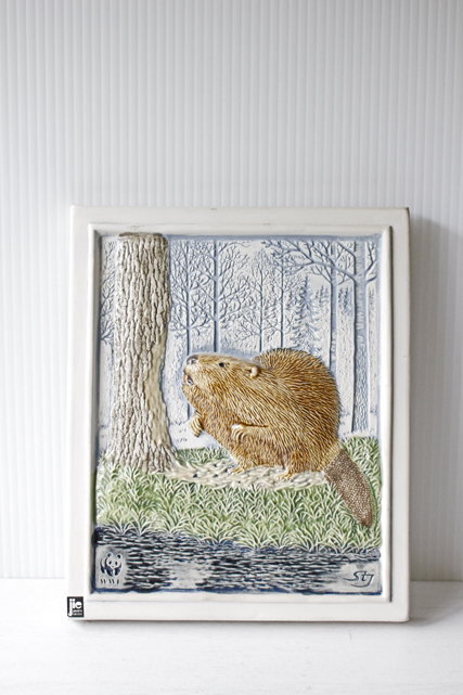 北欧ヴィンテージ/jie gantofta社/WWF/陶板の壁掛け/ビーバー/SOLD OUT