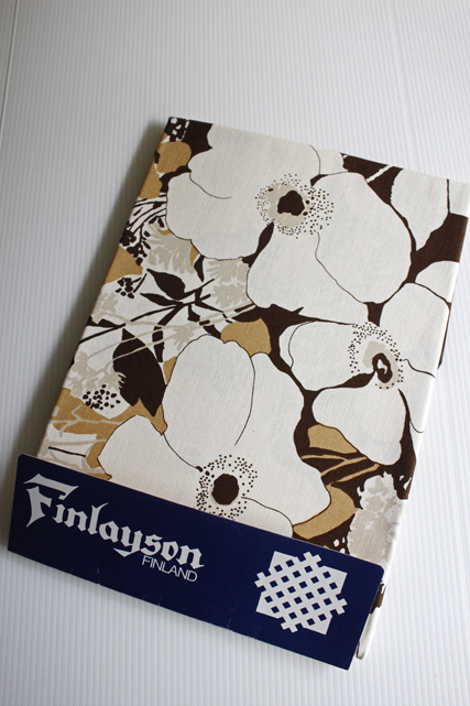 未使用！北欧ヴィンテージ/Finlayson/丸型テーブルクロス/カカオカラー×フラワー/SOLD OUT