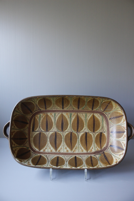 北欧ヴィンテージ/DYBDAHL/オーバルボウル（大）/モスグリーン×ブラウン/SOLD OUT