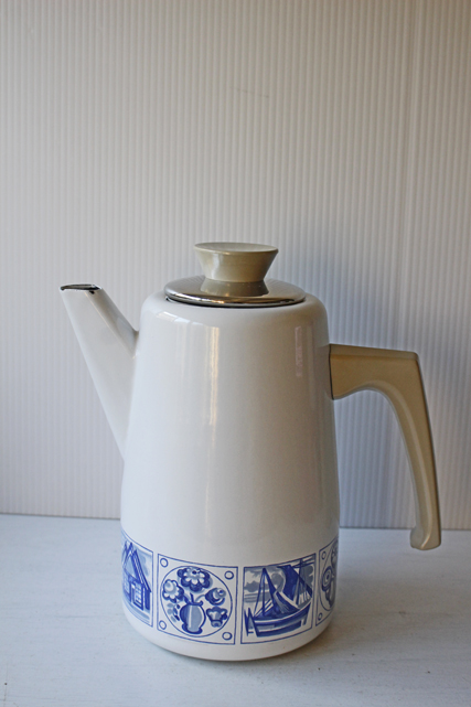 ヴィンテージホーローポット/ホワイト×ブルー/SOLD OUT