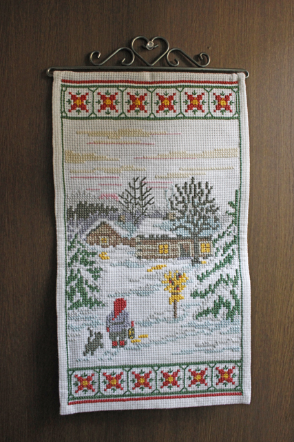 【クリスマス】北欧ヴィンテージ/刺繍の壁掛け/聖夜に訪れるニッセ/SOLD OUT