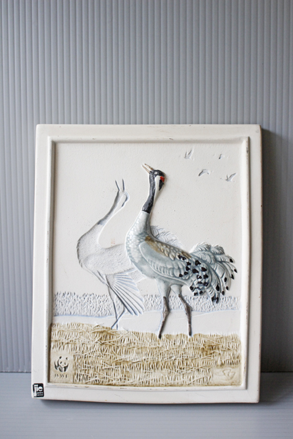 レア！北欧ヴィンテージ/jie gantofta社/陶板の壁掛け/鶴モチーフ/SOLD OUT