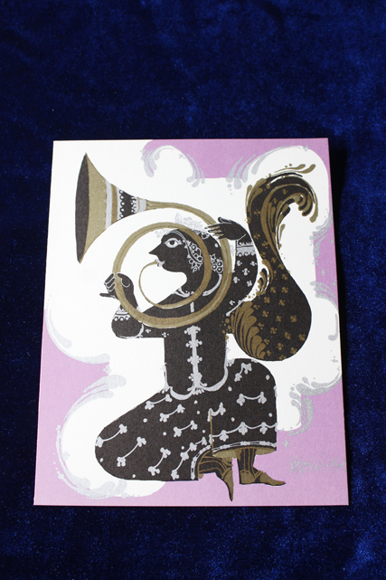 北欧ヴィンテージ/Bjorn Wiinblad（ヴョルン・ウィンブラッド）/ヴィンテージカード（ホルンを奏でる女性）/SOLD OUT