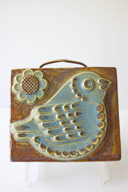 北欧ヴィンテージ/EGO社/陶板の壁掛け/小鳥とお花/SOLD OUT