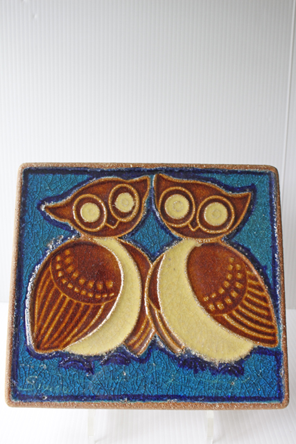 北欧ヴィンテージ/SOHOLM（スーホルム）/陶板の壁掛け/フクロウ