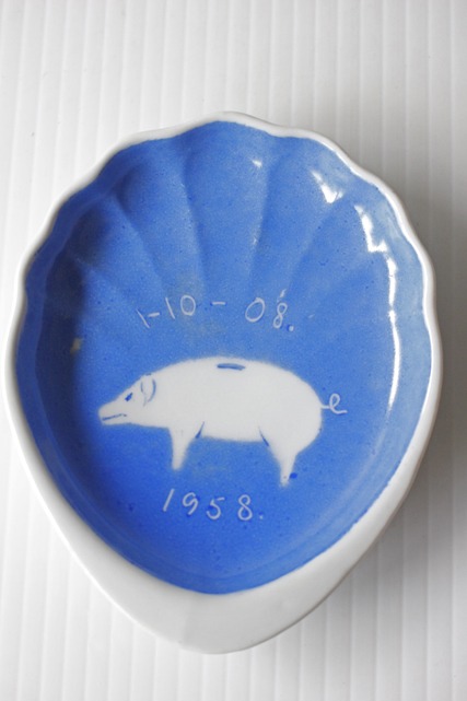 北欧ヴィンテージ/小皿/ステンシル豚さん/SOLD OUT