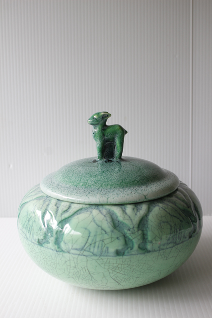 北欧ヴィンテージ/ROYAL DOULTON/蓋つき入れ物/小鹿/エメラルドグリーン/SOLD OUT