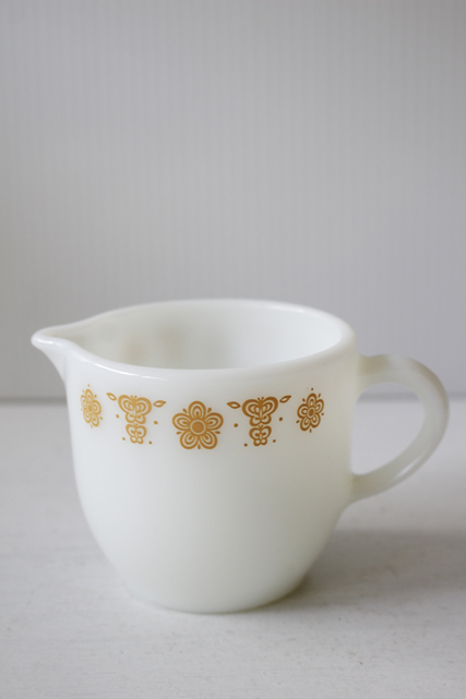 アメリカ製/PYLEX/オールドパイレックス/クリーマー/お花と蝶々