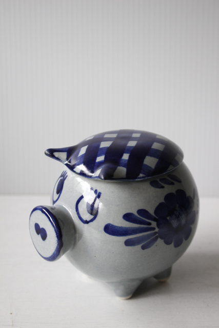 北欧ヴィンテージ/Aksini社/陶器のジャムポット/ベレー帽のブタさん/SOLD OUT