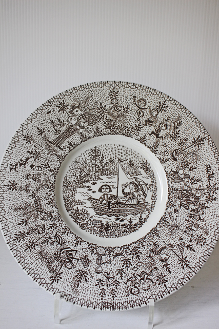 北欧ヴィンテージ/Bjorn Wiinblad/飾り絵皿/楽しげな公園の風景/SOLD OUT