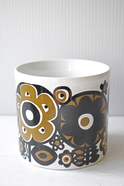 イギリスヴィンテージ/staffordshire社/鉢カバー/レトロフラワーモチーフ