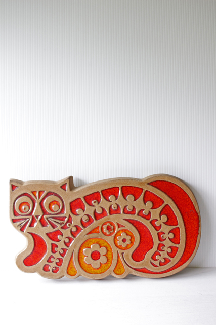 北欧ヴィンテージ/Michael Andersen&Son社/陶板の壁掛け/オレンジのネコちゃん/SOLD OUT